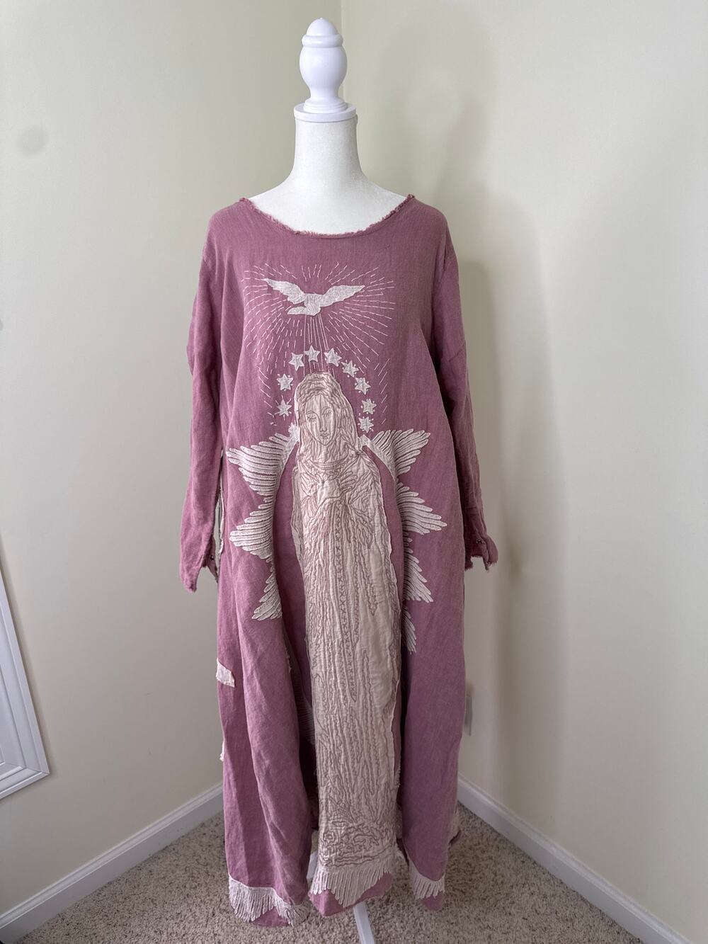 MAGNOLIA PEARL Linen Queen of the Sea Maxi Dress Pink ONE SIZE